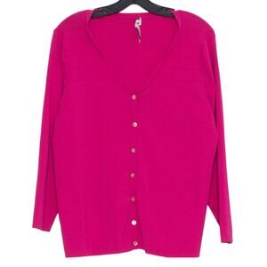 Avenue Womens Cardigan Sweater Mother Of Pearl Button Up Barbie Pink 14/16 LC